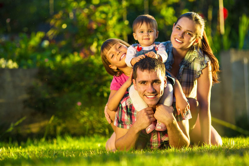 a picture of a family having fun