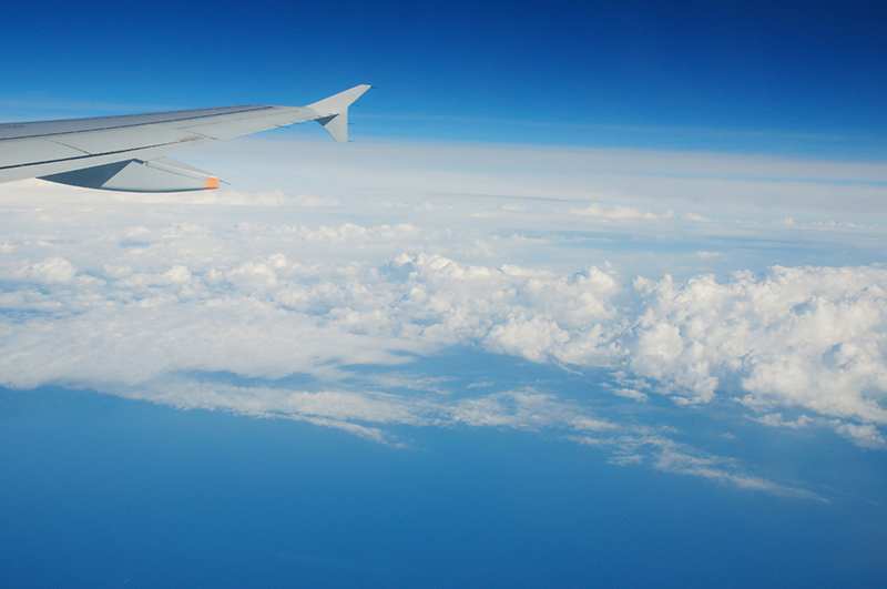 outside the window of a plane